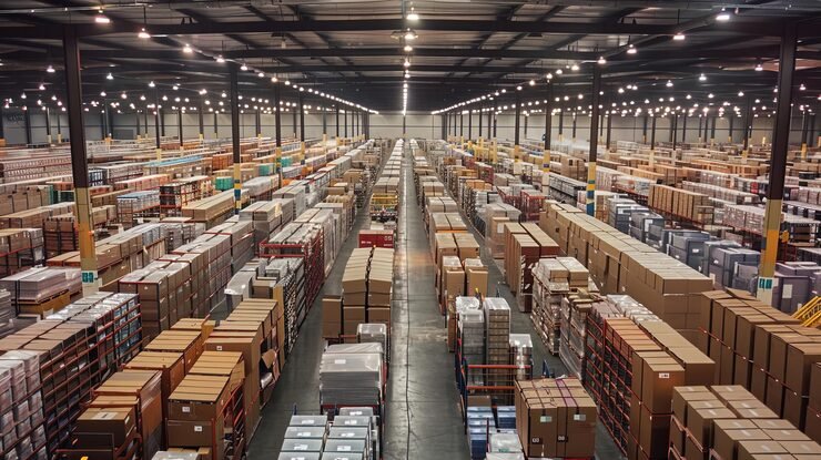 Large industrial warehouse for logistics and storage